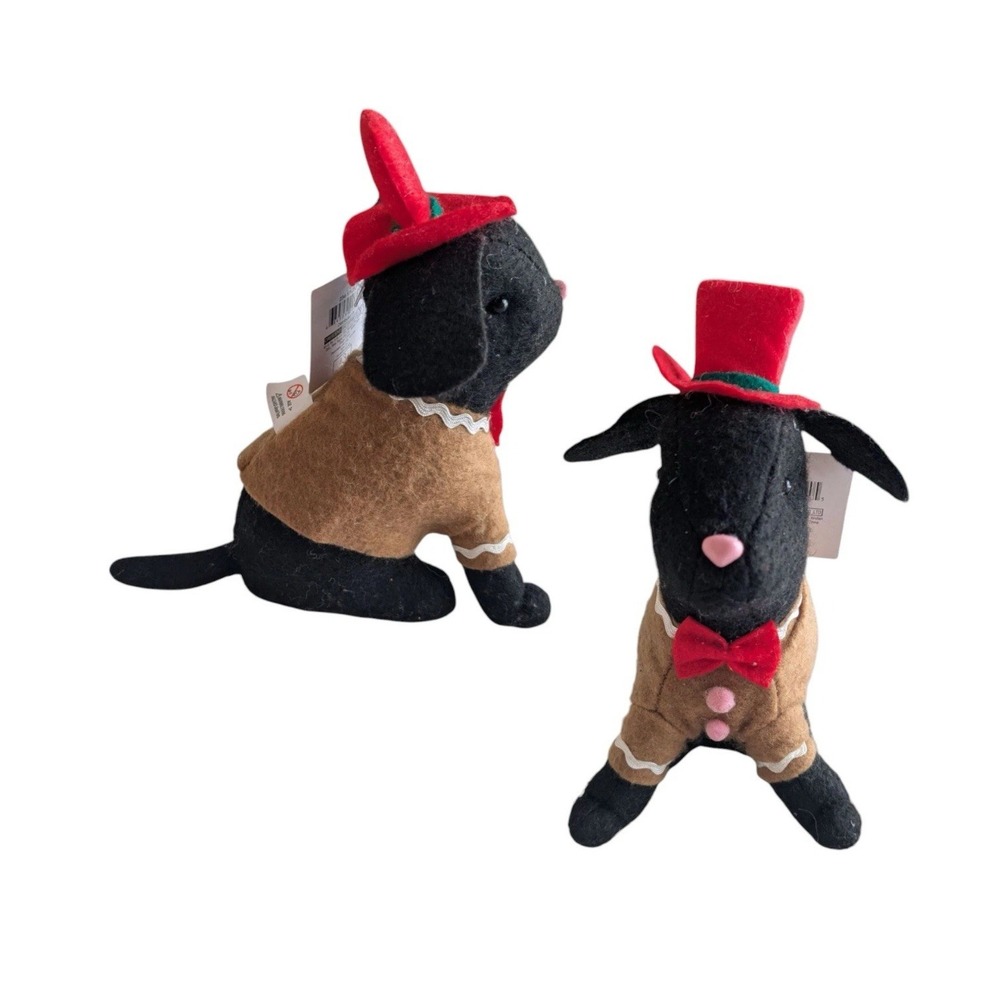 Target 2024 Xmas Crescent Bullseye's Playground Plush Black Dog 6" Gingerbread